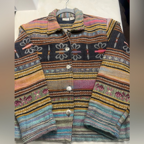 More by Lata Vintage Women Tapestry Jacket M Boho Aztec Southwestern Woven Multi - Picture 9 of 11